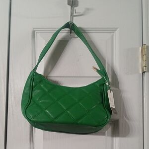 Green quilted short handle handbag purse NWT